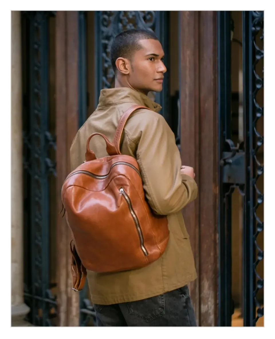Hexagone Cuir Sad Boy sac à dos cuir noir