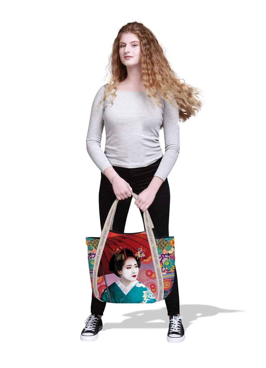 Téo Jasmin Maiko grand cabas motifs Asie zippé