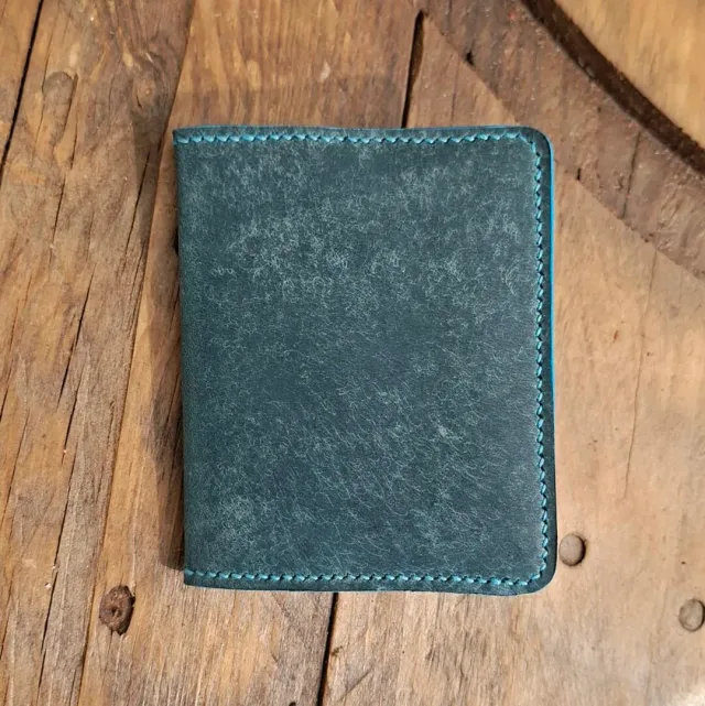 Atelier Anne R porte-cartes cuir bleu turquoise 6 cartes