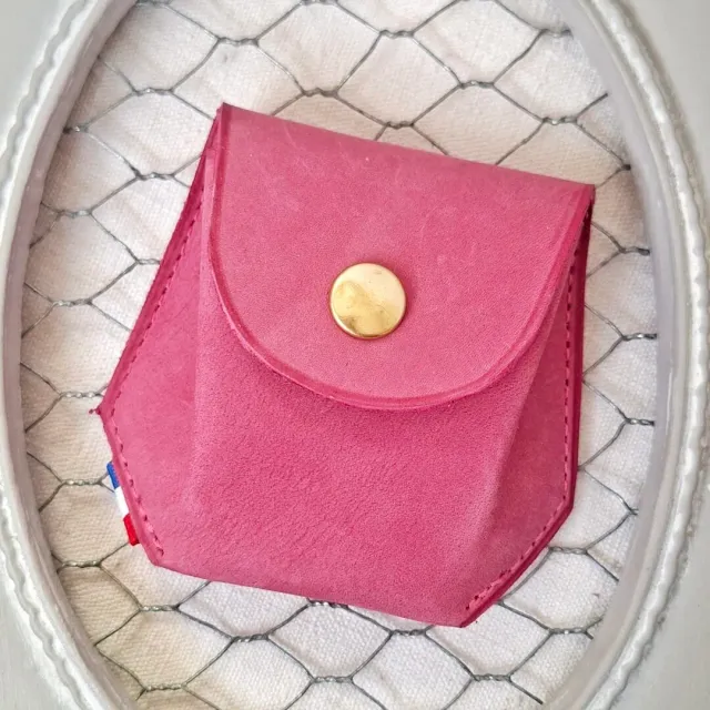 Atelier Anne R hexagonal porte-monnaie cuir rose tannage végétal