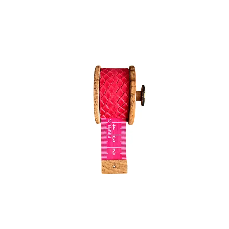 Hexagone Cuir Mètre Ruban cuir bois orange 4,5 cm
