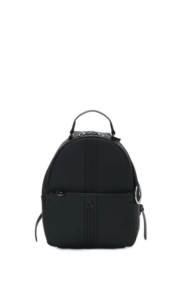 O bag Thuile mini sac à dos noir toile gommée