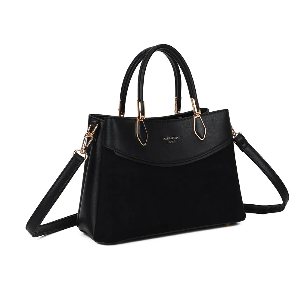 Gallantry Cyrielle sac à main noir grainé velours