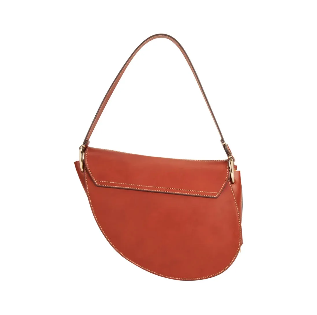 Hexagone Cuir Sellerie sac cuir cognac