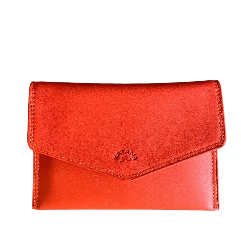 Hexagone Cuir Enveloppe pochette cuir orange
