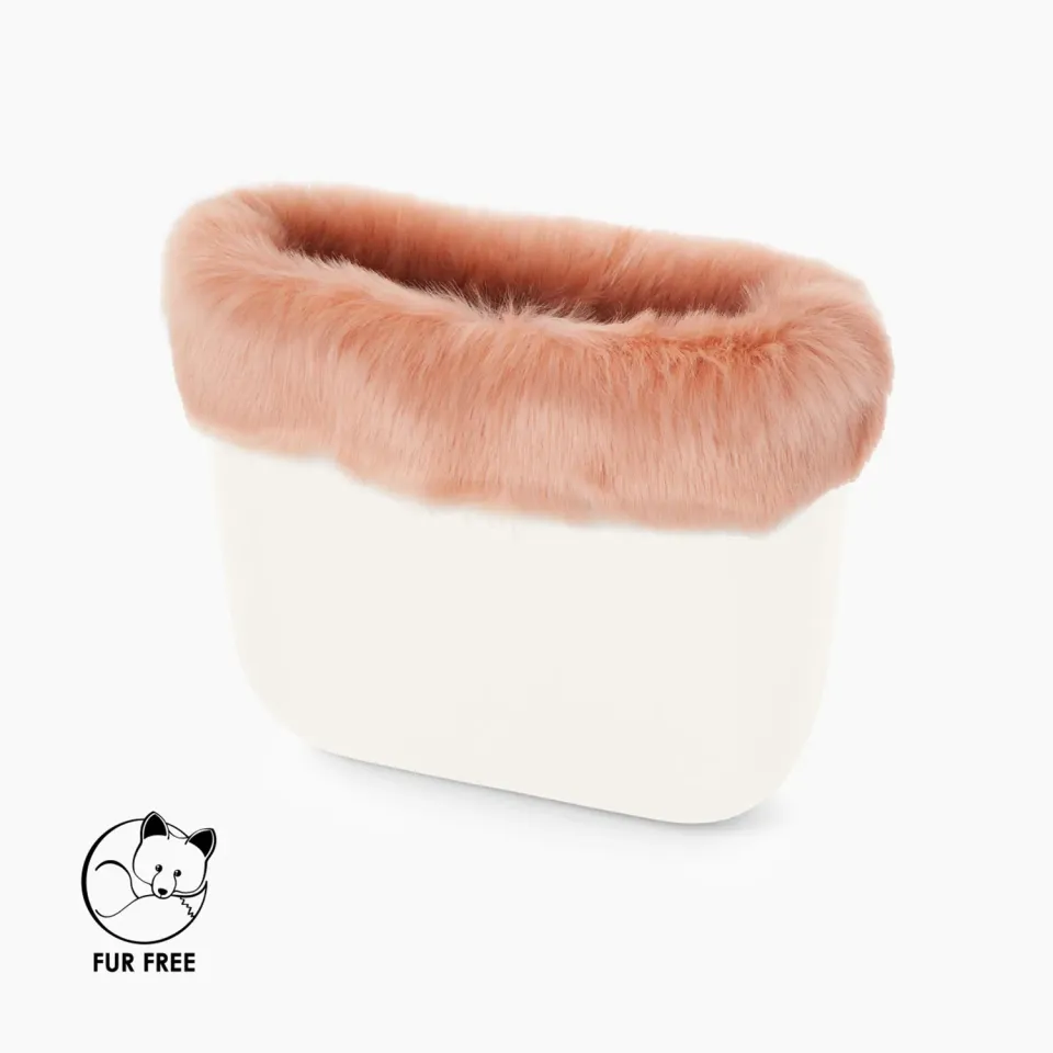O bag Mini bordure fourrure Fox rose smoke