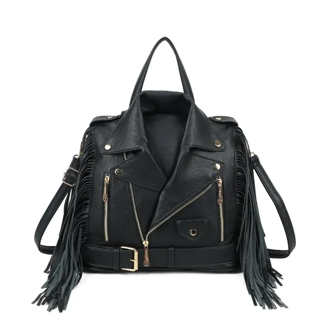 Gallantry Dakota Frangé sac noir perfecto franges