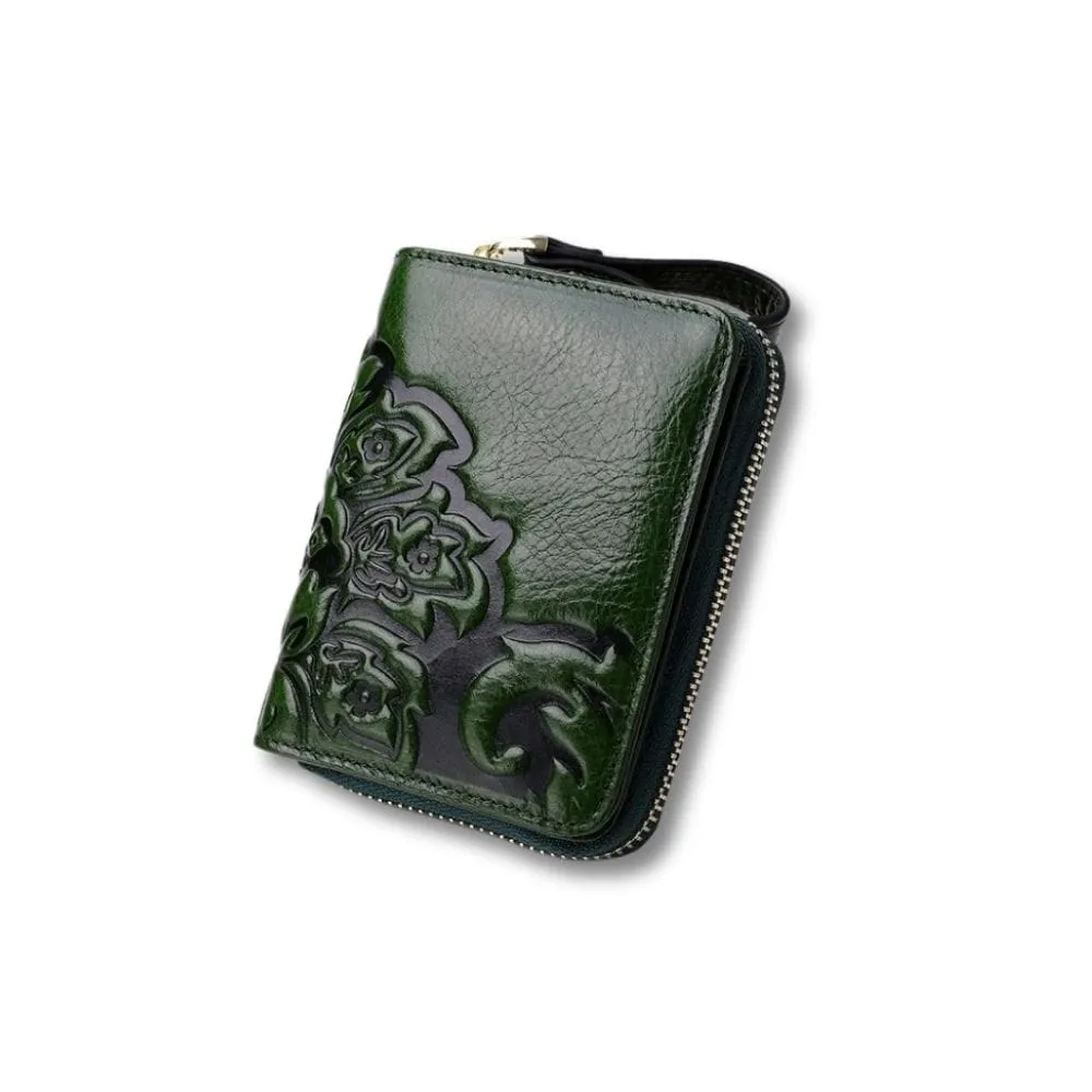 Maison Sacoches Noara porte-monnaie femme rouge floral cuir
