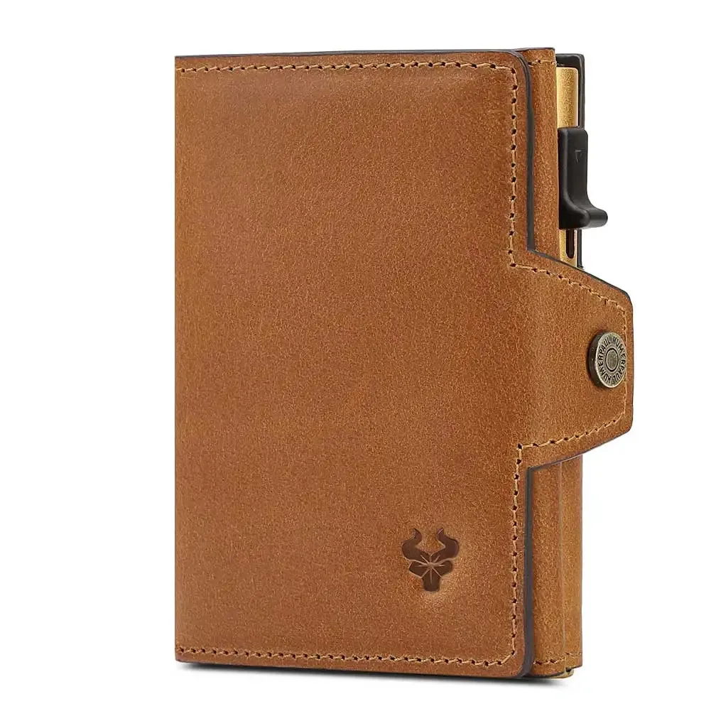 Mon Sacoche Porte Carte RFID porte-cartes cuir Café