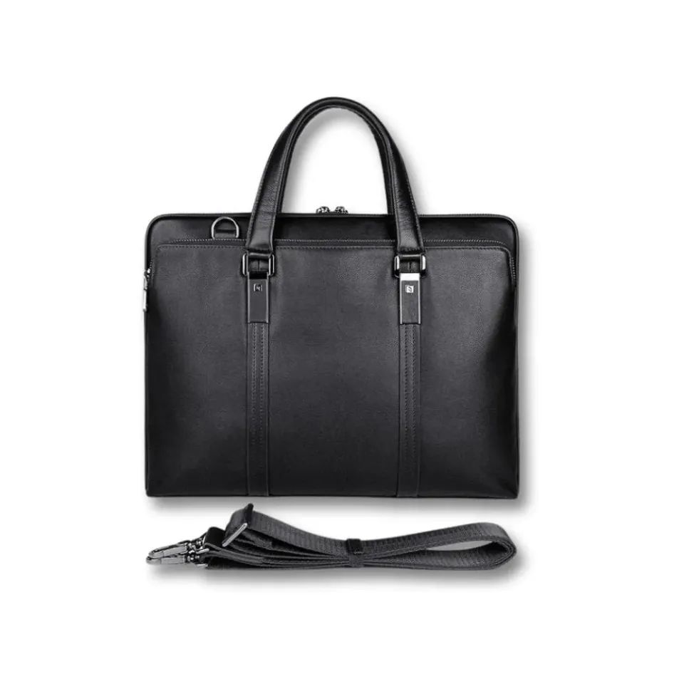 Maison Sacoches Eryon sacoche porte-documents cuir noir 15,6 pouces