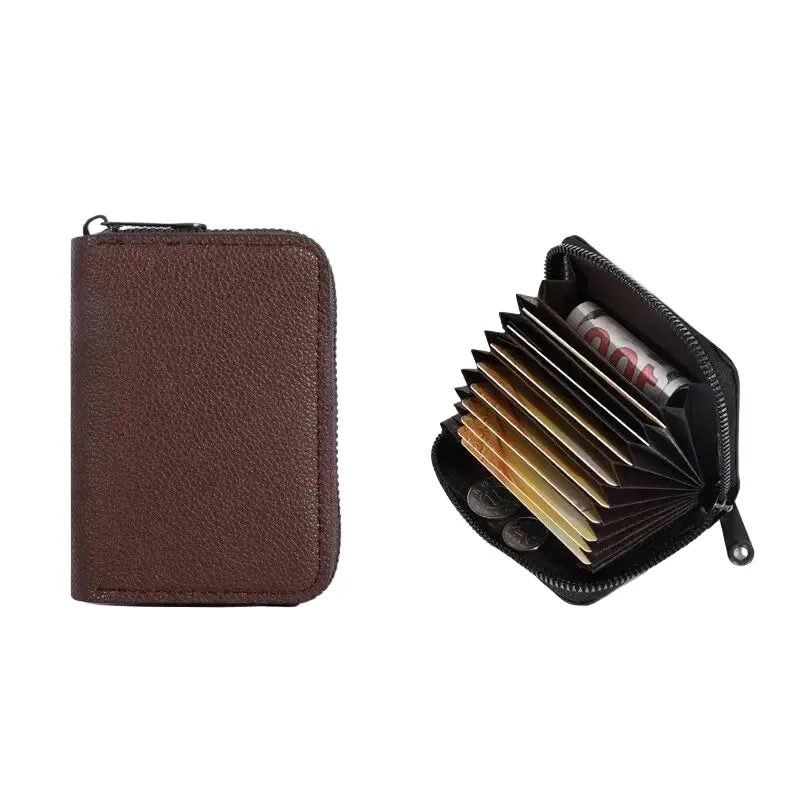 Mon Sacoche Zippé Porte Cartes Marron 11 Compartiments