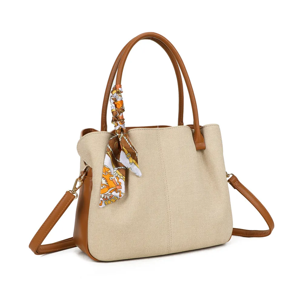Gallantry Paris Mademoiselle Canvas Sac main toile chevron