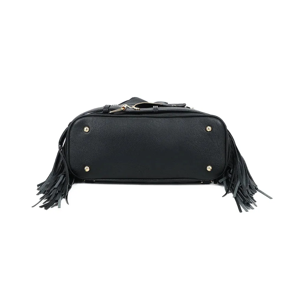 Gallantry Dakota Frangé sac noir perfecto franges
