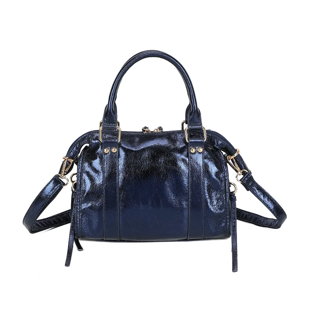 Gallantry Skyla Brillant sac à main bleu foncé métallisé