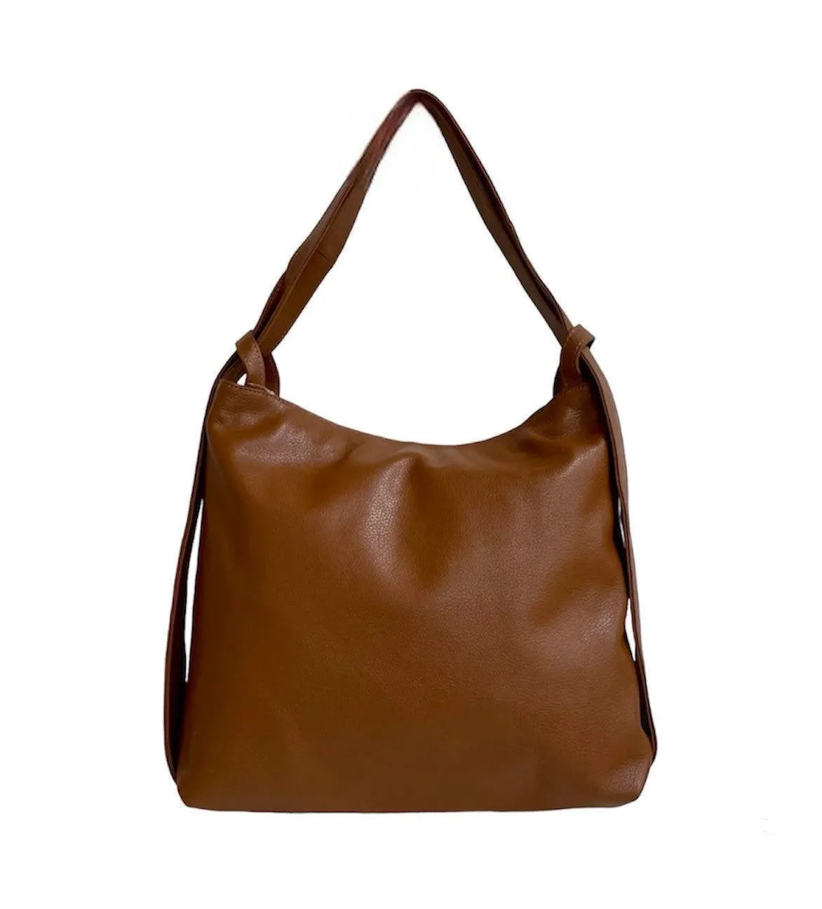 Hexagone Cuir Sad Astucieux sac dos femme cognac cuir grainé