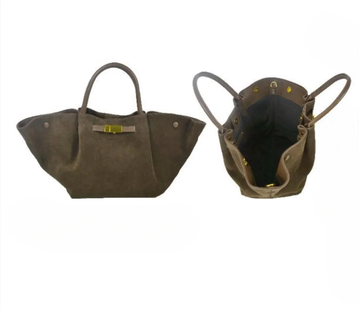 Hexagone Cuir Volanti sac à main daim