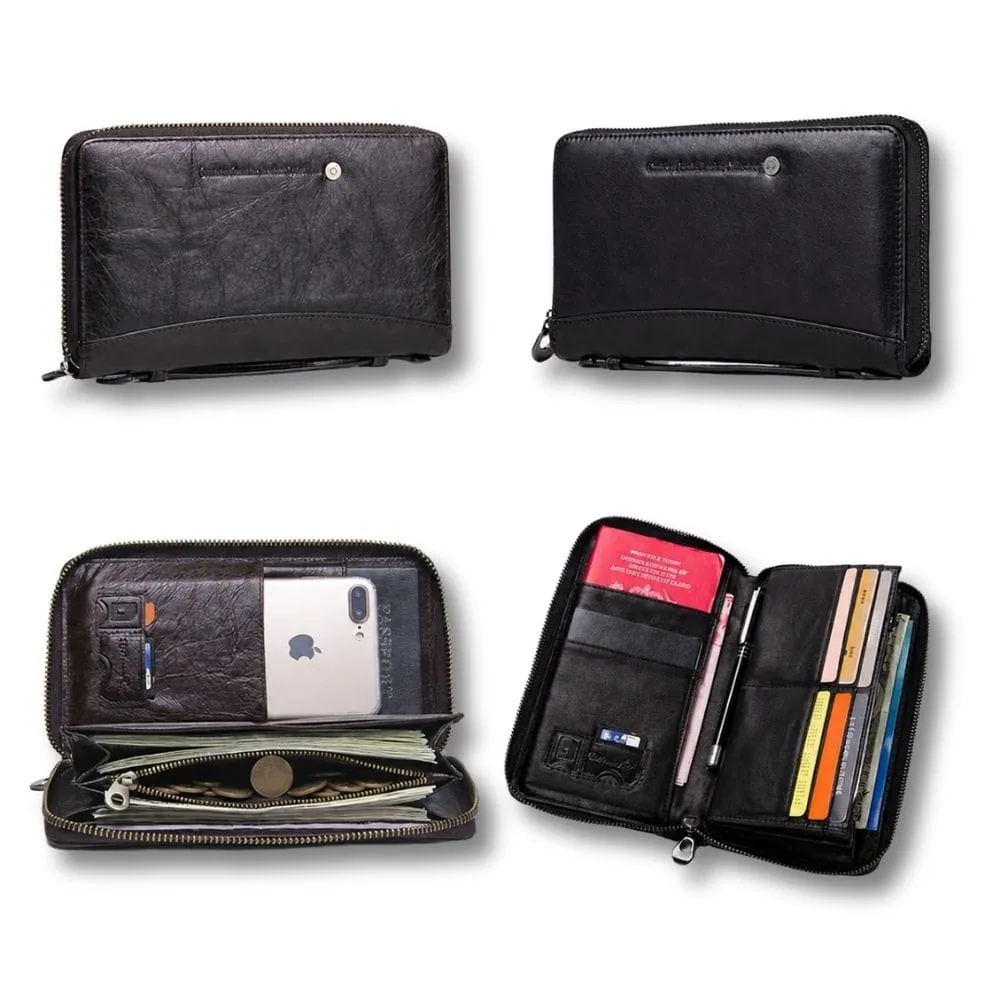 Maison Sacoches Lino pochette homme Café cuir 20 cm