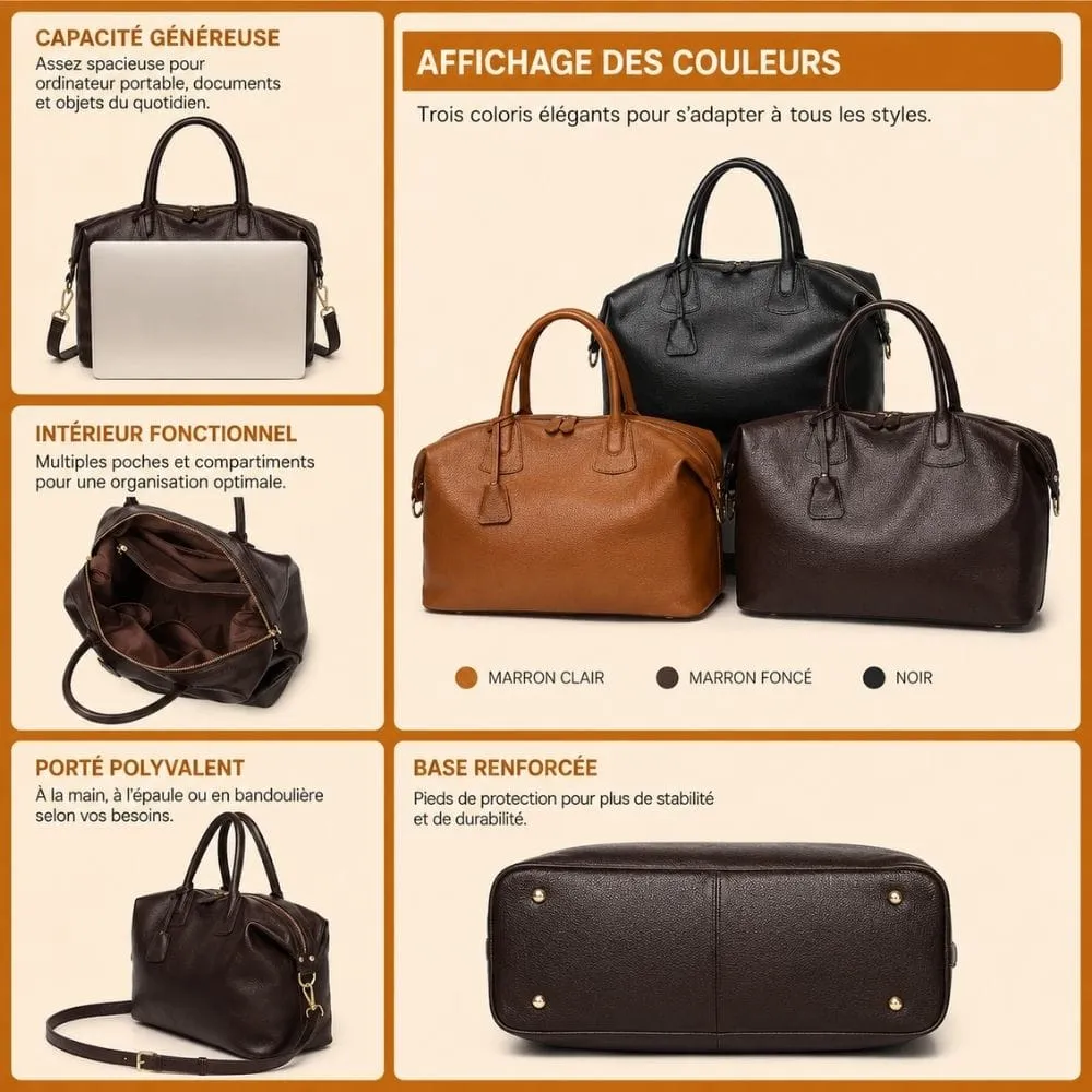 Maison Sacoches Élise sac cabas femme Noir cuir véritable