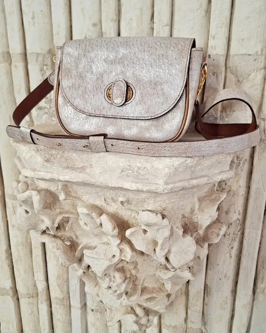 Atelier Anne R Opale sac cuir blanc argenté métallisé