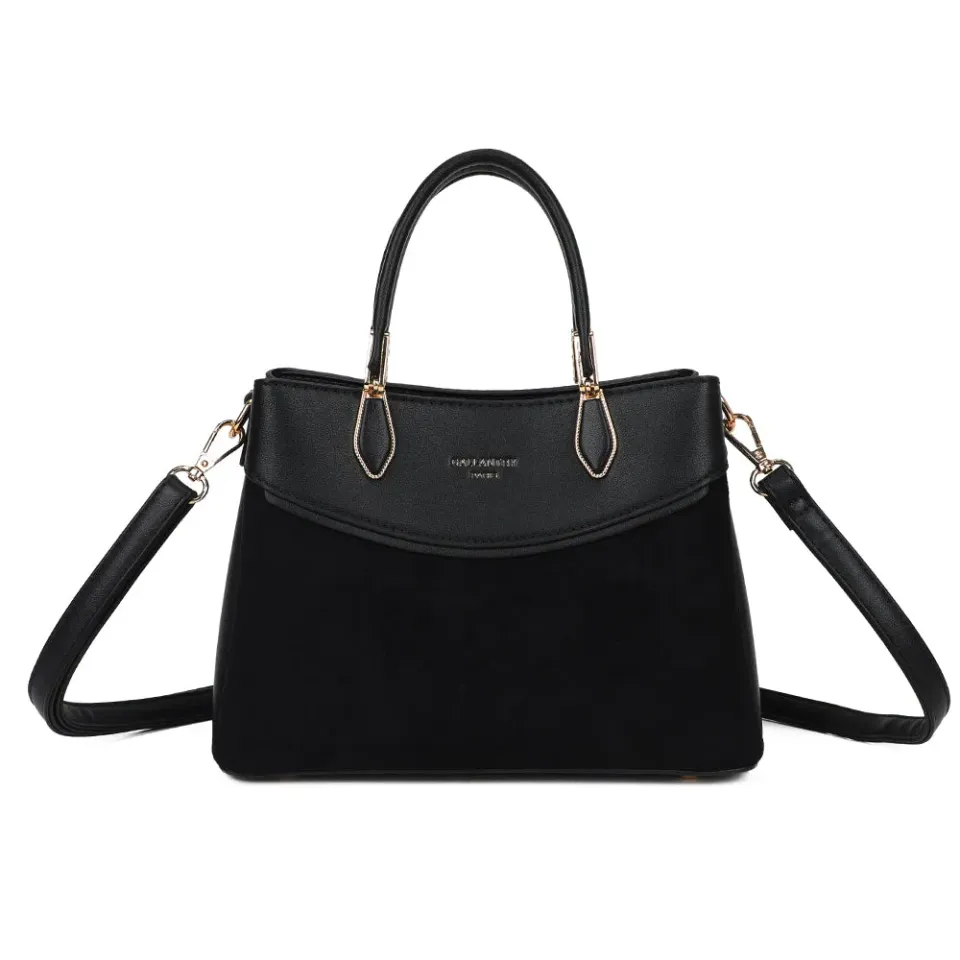 Gallantry Cyrielle sac à main noir grainé velours