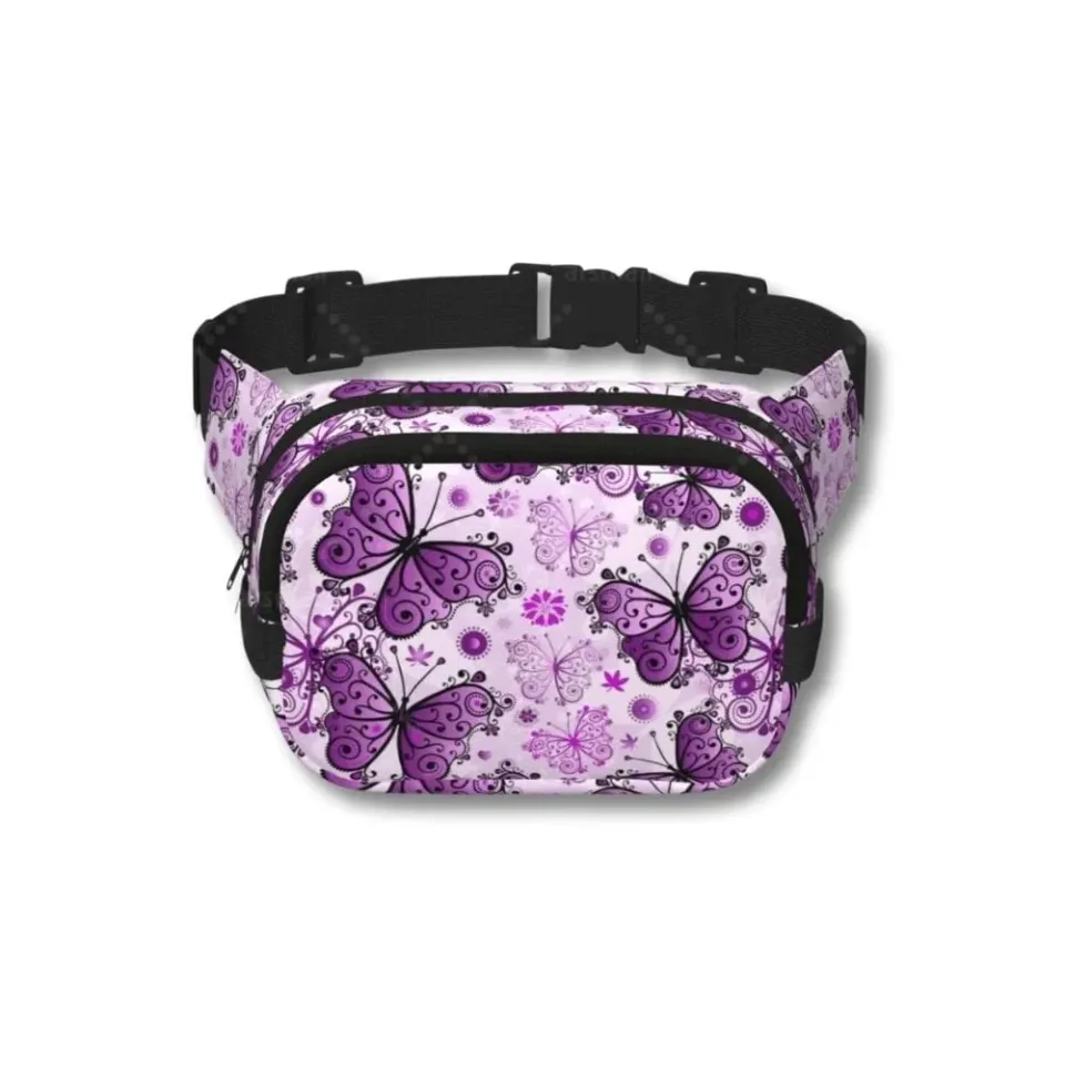 Maison Sacoches Flowers Sac Banane Femme Violet Floral Tissu