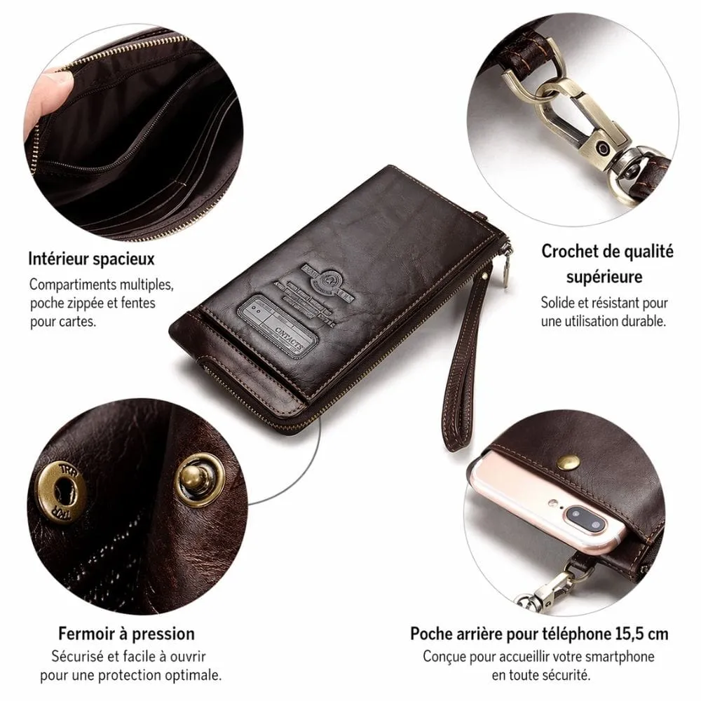 Maison Sacoches Calix portefeuille long cuir véritable