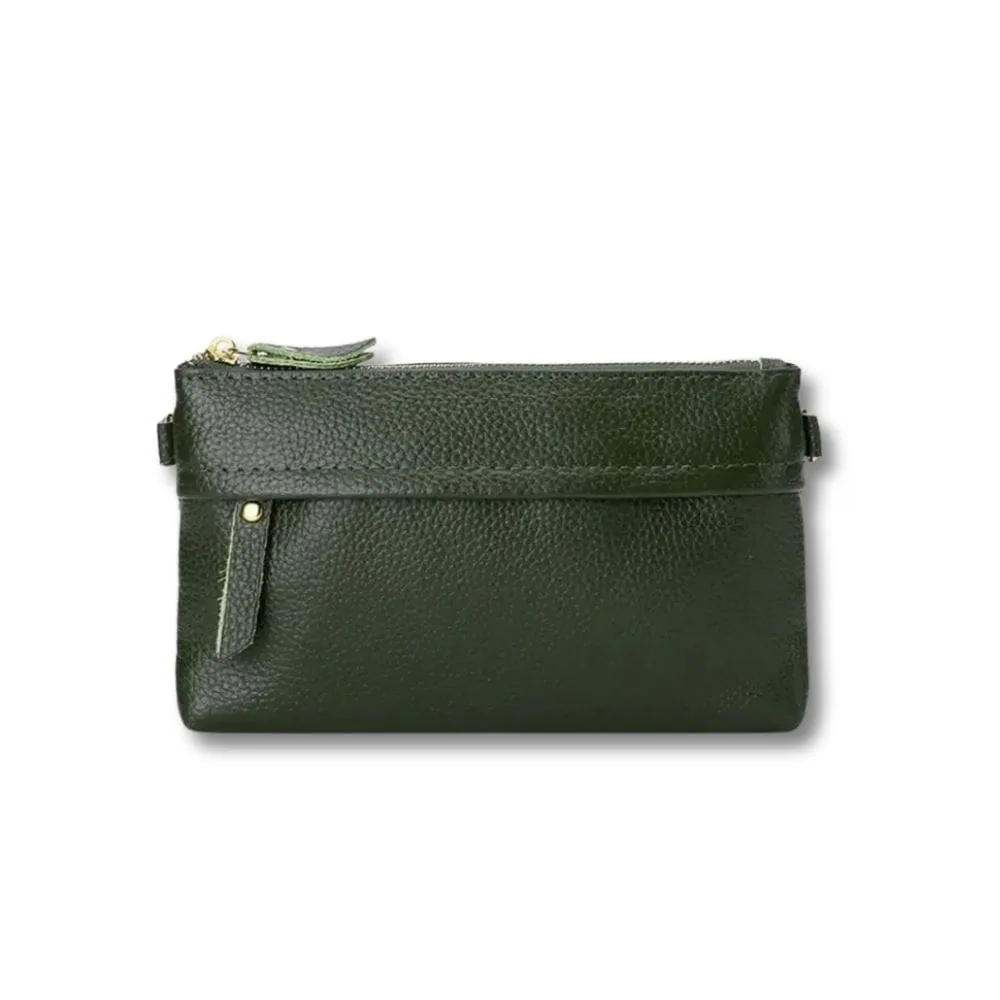 Maison Sacoches Ylena pochette bandoulière femme vert cuir