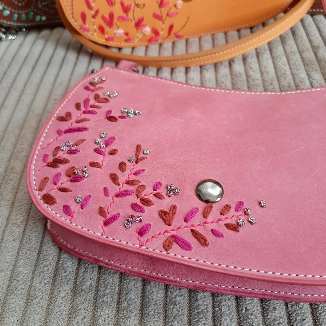 Atelier Anne R Adoré petit sac cuir rose poudré pièce unique