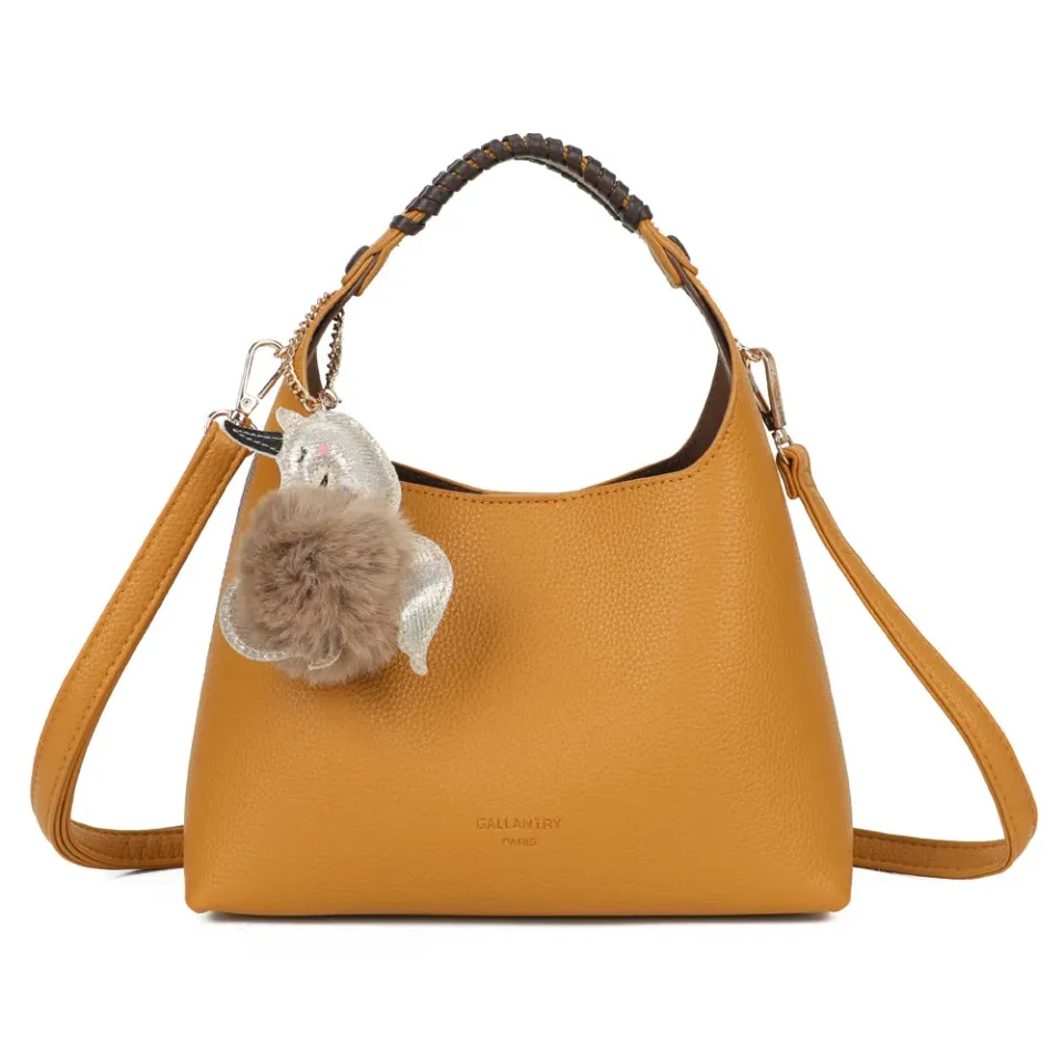 Gallantry Paris La Novelle sac à main noir tressé pompon