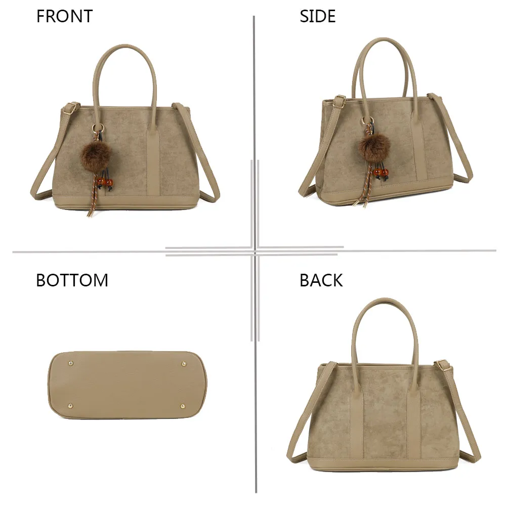 Gallantry Paris Cléane Sac à main Taupe Foncé Pompon