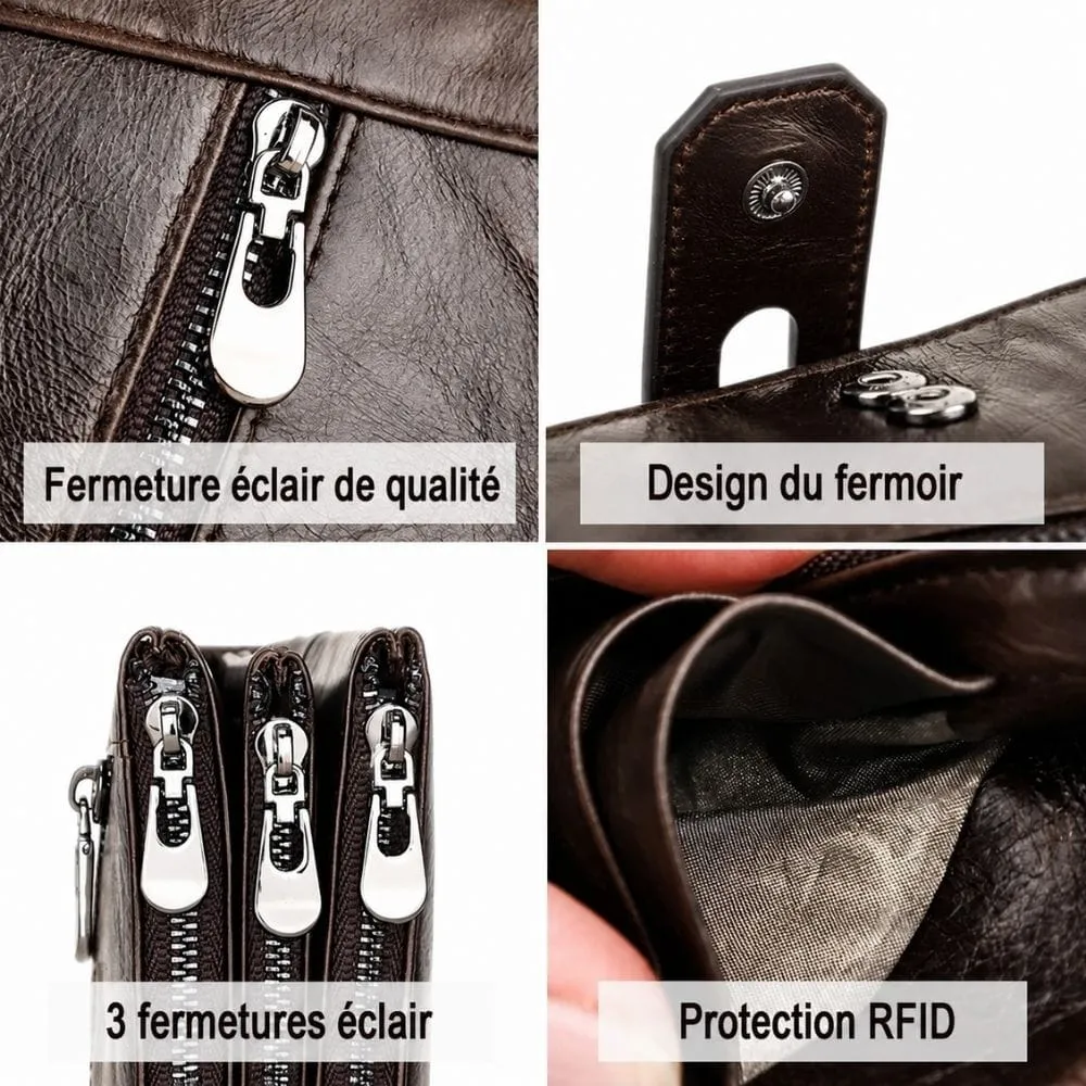 Maison Sacoches Lox pochette téléphone bleu RFID