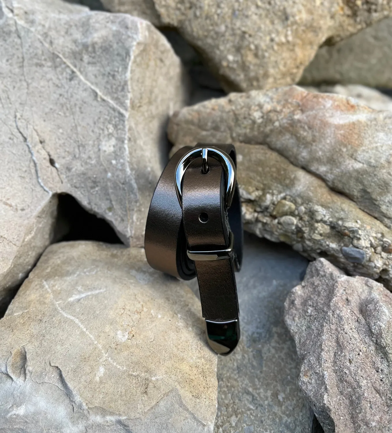 Hexagone Cuir Mini Picky ceinture femme fine cuir canon fusil
