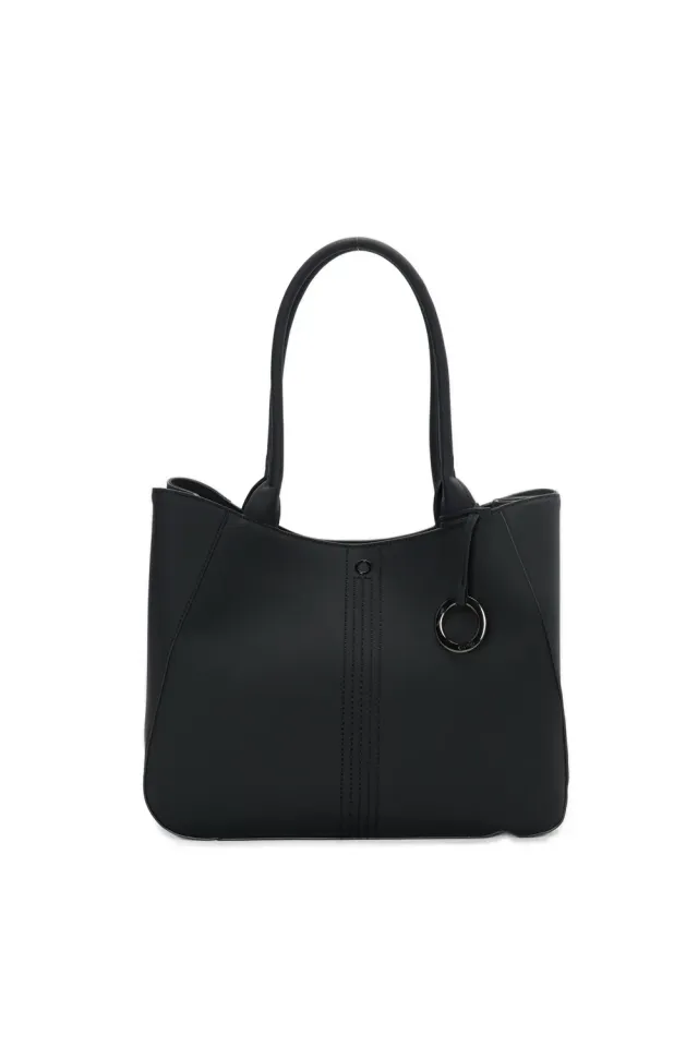 O bag Courmayeur shopper tissu gommé noir