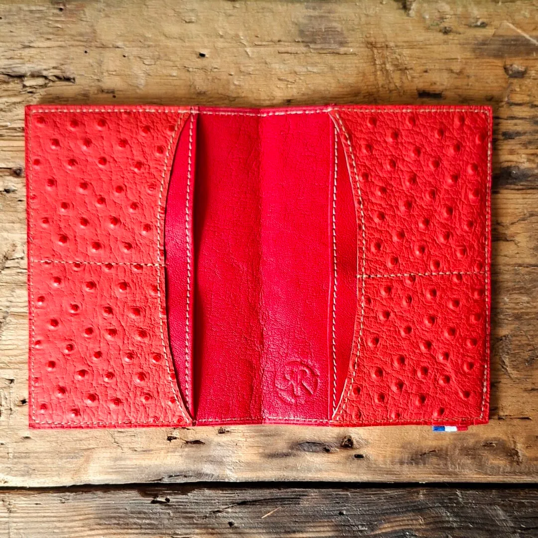 Atelier Anne R porte-passeport cuir rouge autruche