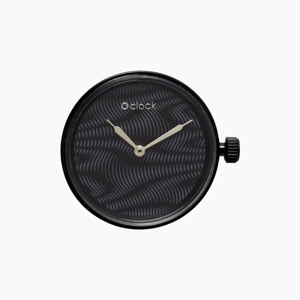 O bag O clock black moiré mécanisme montre noir