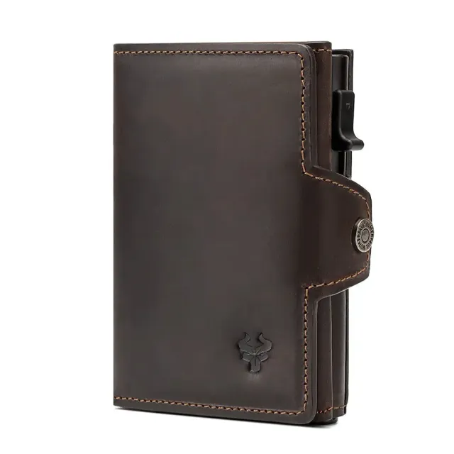 Mon Sacoche Porte Carte RFID porte-cartes cuir Café