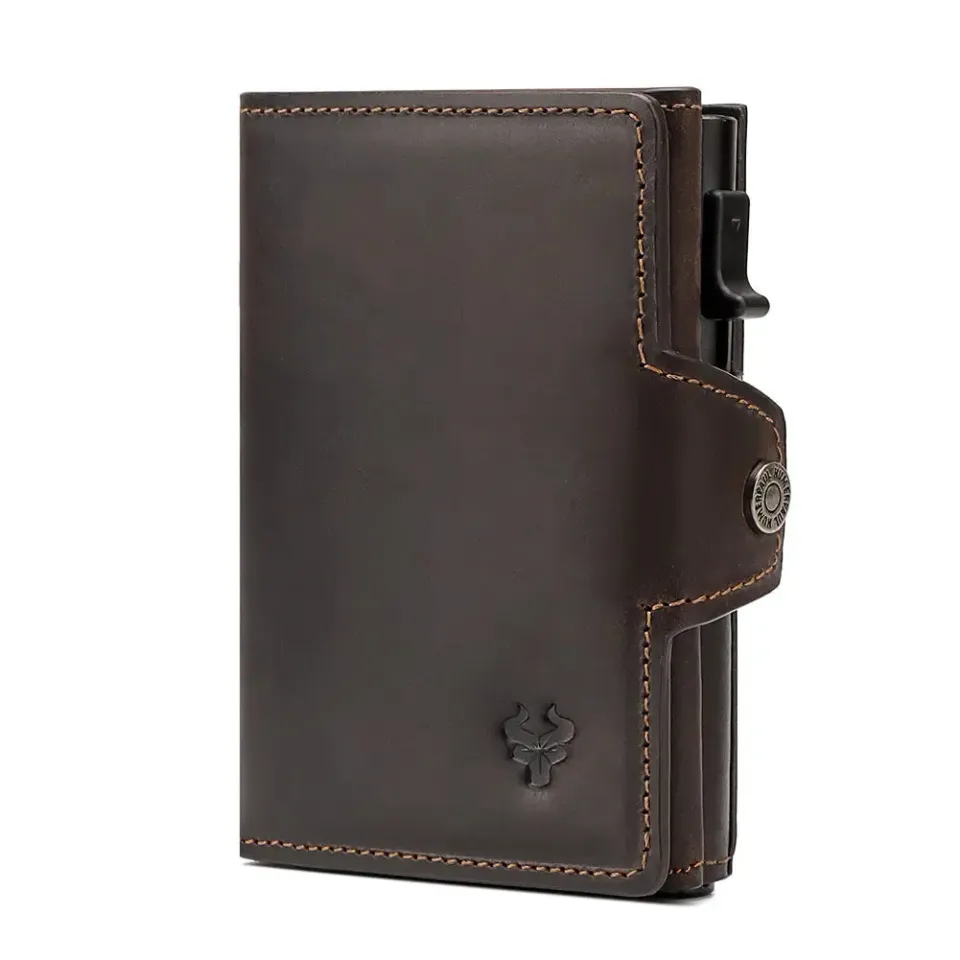 Mon Sacoche Porte Carte RFID porte-cartes cuir Café
