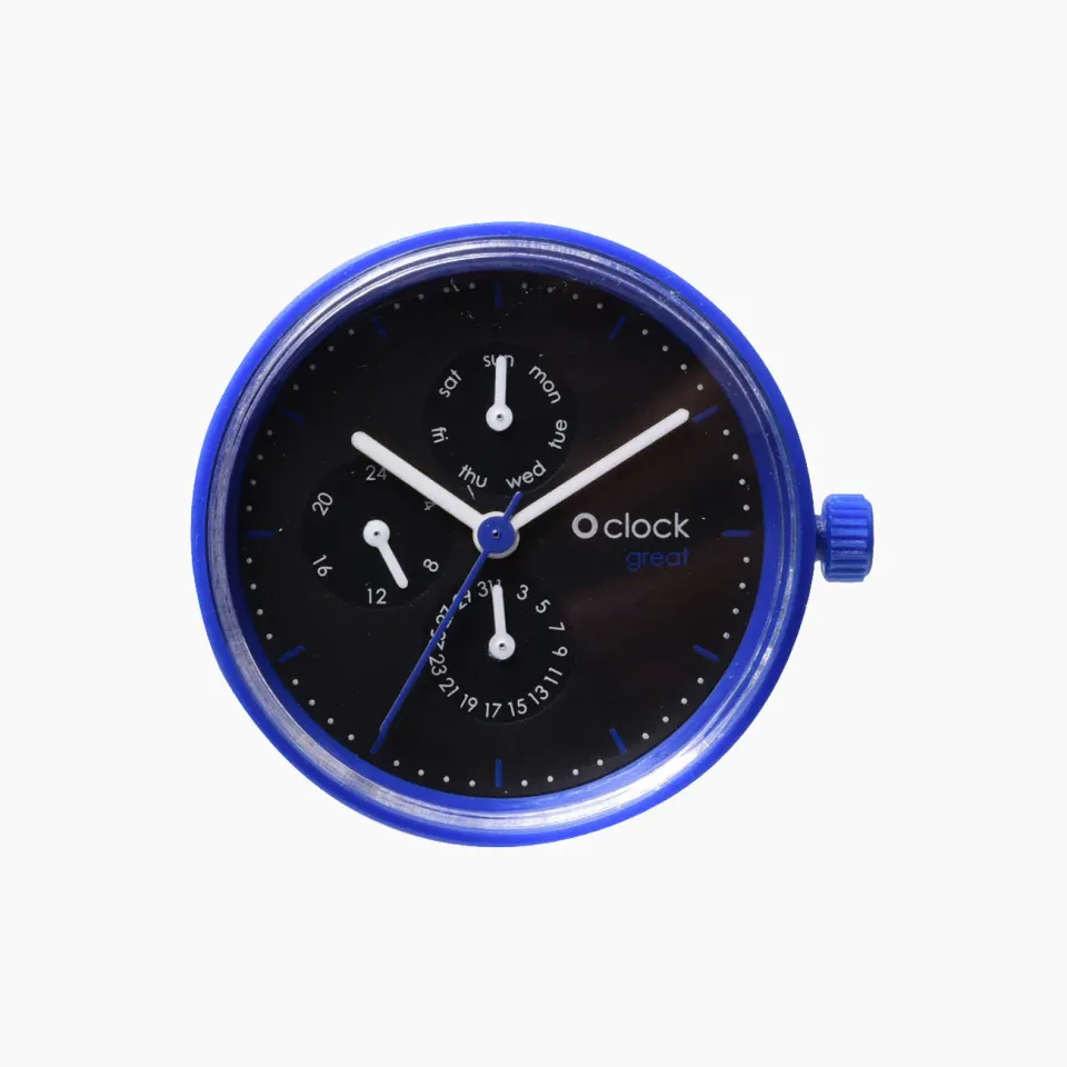 O clock Great mécanisme Date Seconds bleu