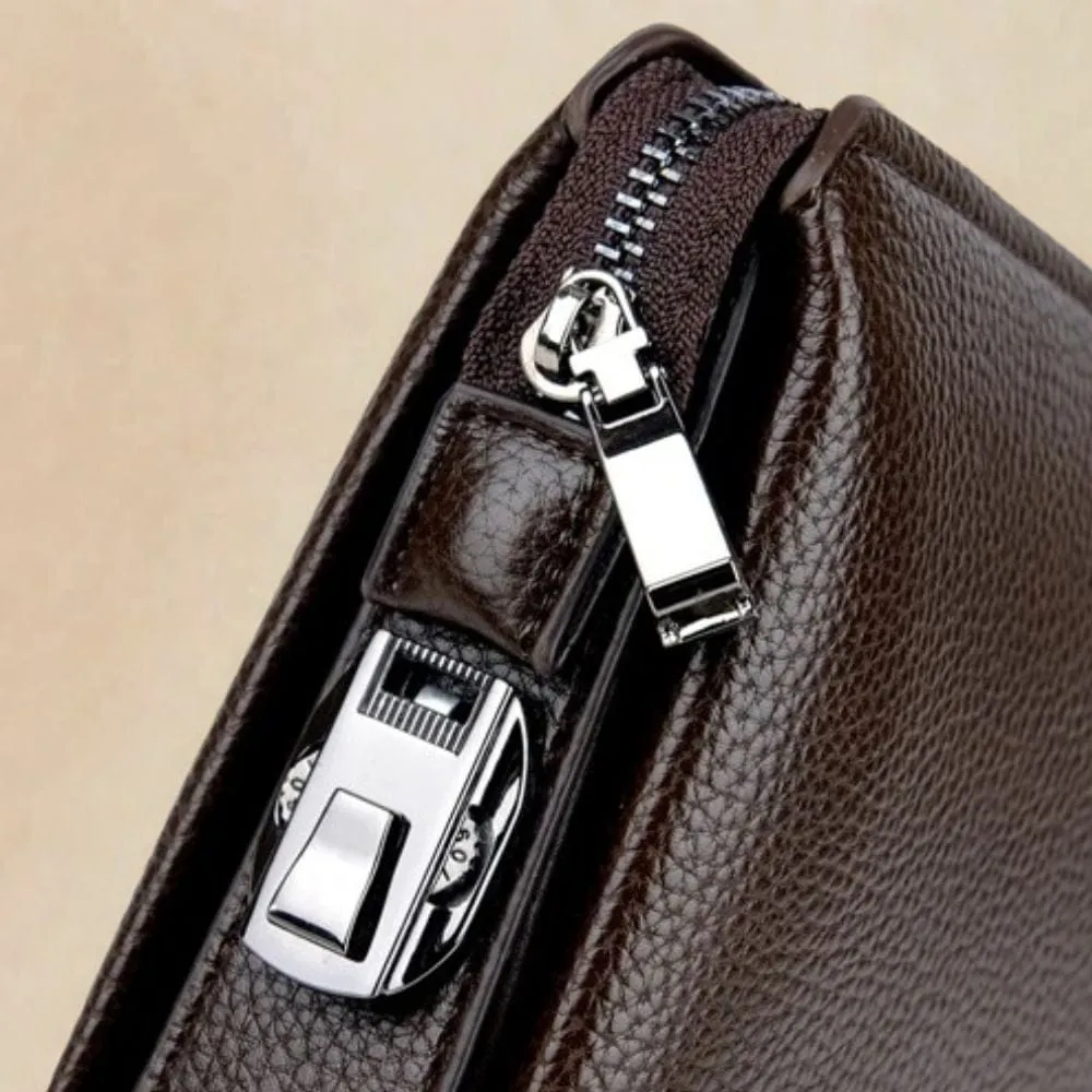 Maison Sacoches Vasco Pochette cuir marron 25 cm