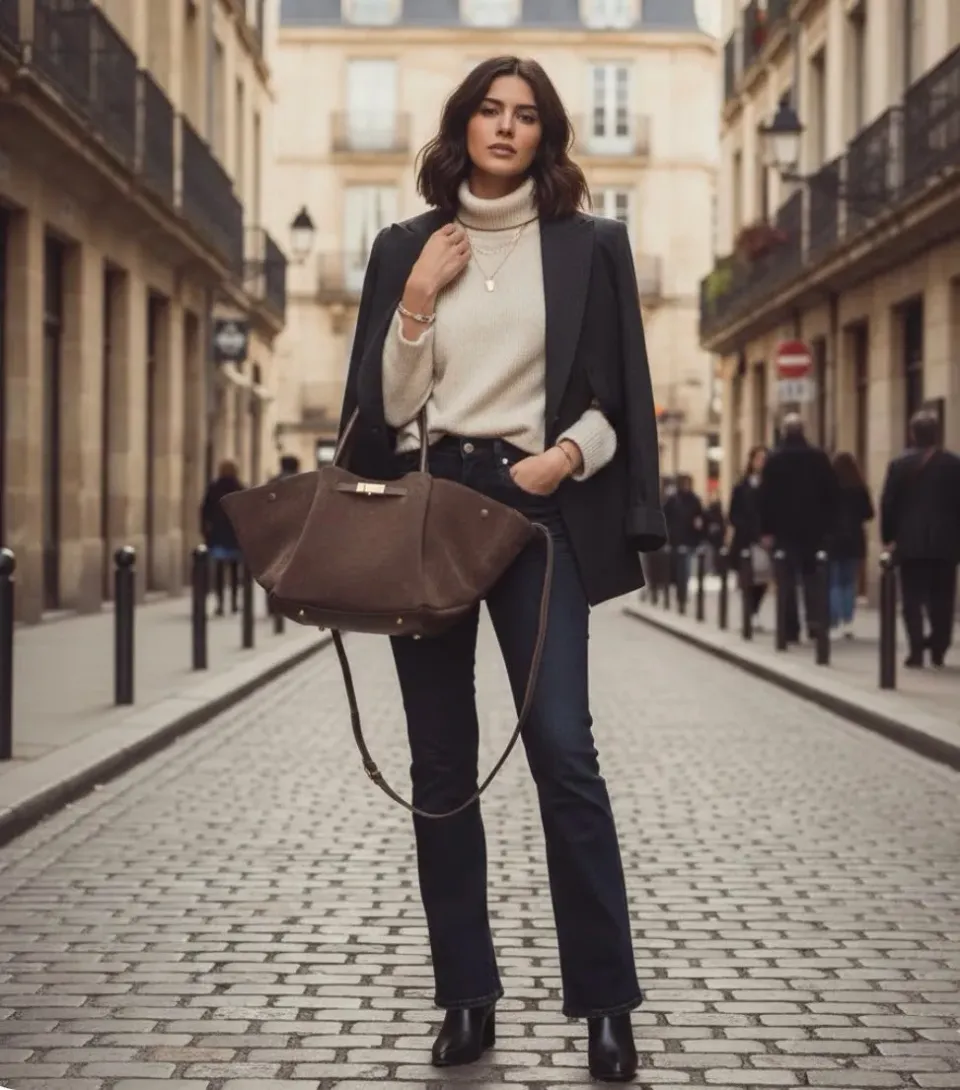 Hexagone Cuir Volanti sac à main daim