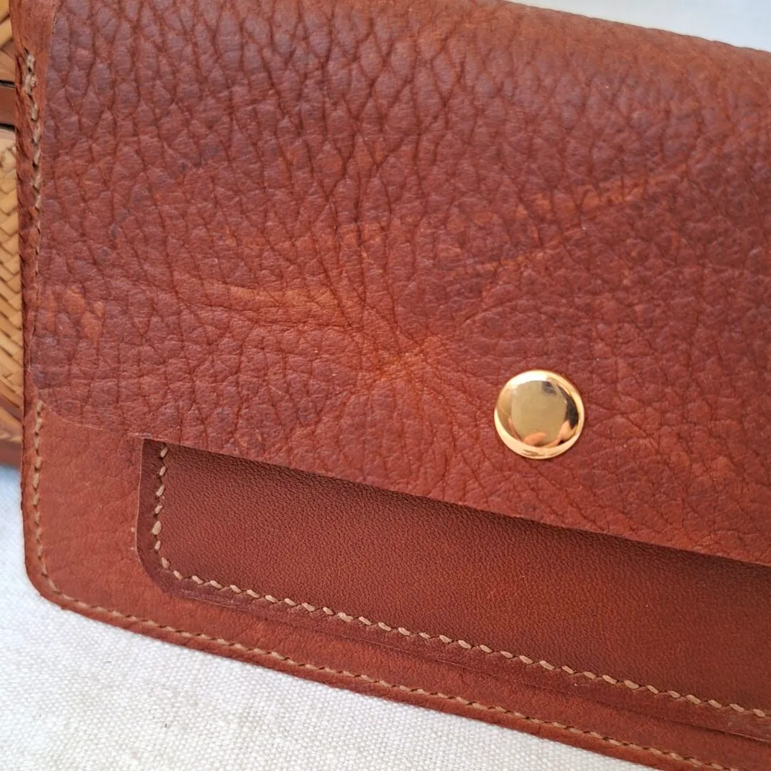Atelier Anne R porte-monnaie cuir pleine fleur marron pull-up zip