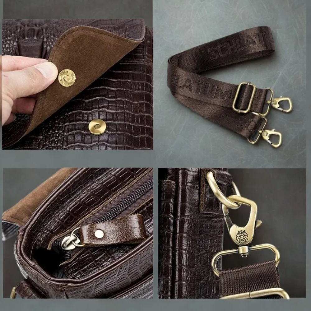 Maison Sacoches Argo Sacoche Homme Noir Cuir Croco