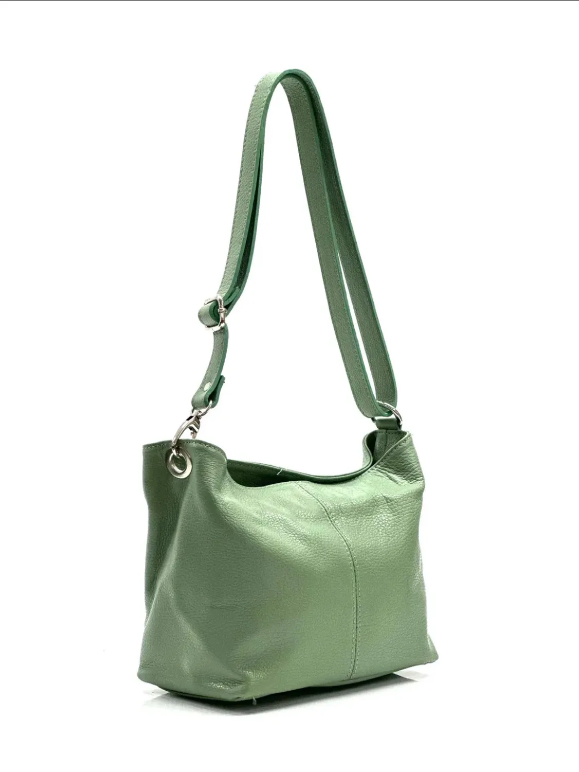 Hexagone Cuir Mini Alex sac bandoulière cuir Menthe 29 cm