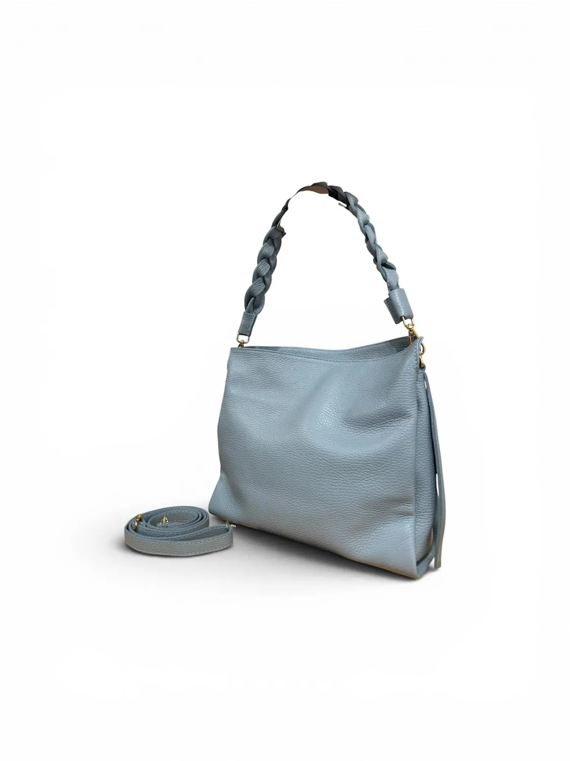 Hexagone Cuir Busy Tressé sac cuir beige 35 cm