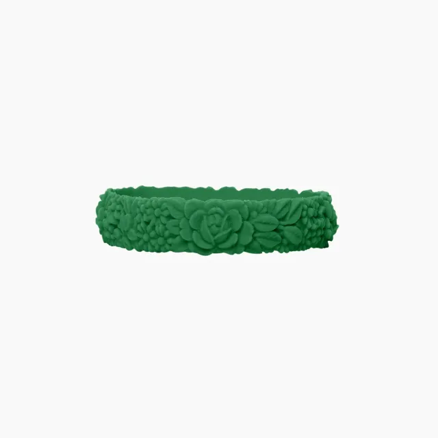 O bag flower slim bracelet silicone smeraldo M