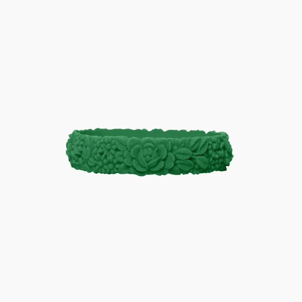 O bag flower slim bracelet silicone smeraldo M