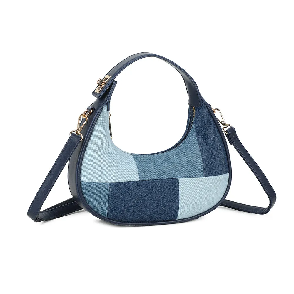 Gallantry Denim Chic sac demi-lune bleu denim
