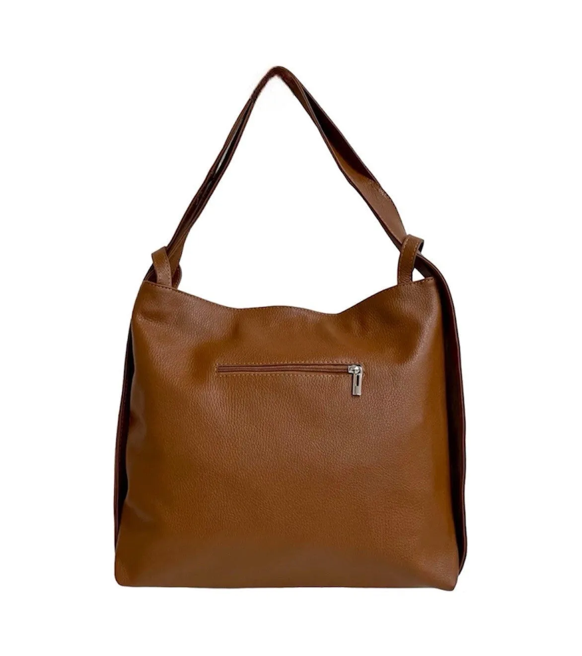 Hexagone Cuir Sad Astucieux sac dos femme cognac cuir grainé