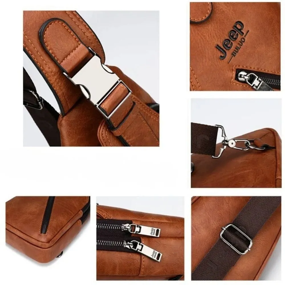 Jeep Buluo sacoche cuir homme marron bandoulière