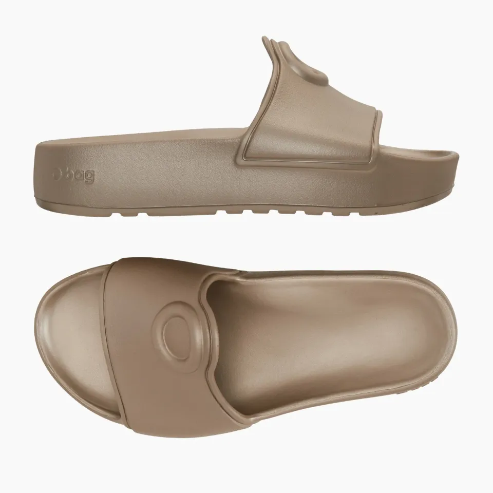 O bag O slippers claquettes sabbia metal beige doré